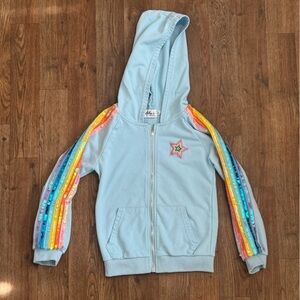 Lola + The Boys Girl’s Kids Zipper Star Sequin Rainbow Hoodie Sweatshirt Size 8